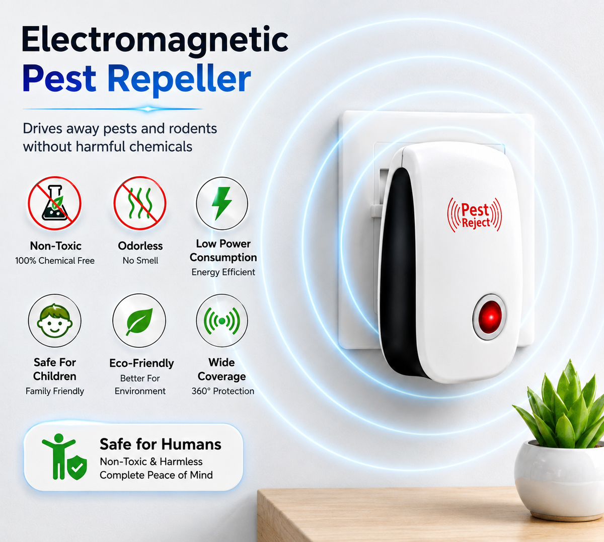 Home Pest & Rodent Repelling Aid for Mosquito, Cockroaches, Ants Spider Insect Pest Control Electric Pest Solution (Pack of 2)