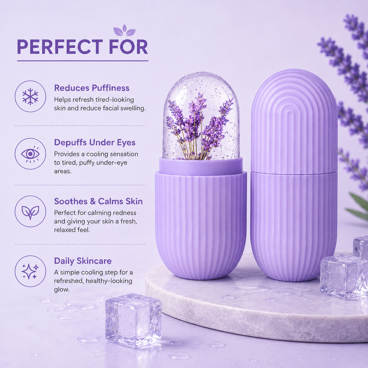 ChillGlow Dual-Head Cooling Roller,Upgrated Ice Face Roller,Facial Beauty Ice Roller Skin Care Tools, Ice Facial Cube, Gua Sha Face Massage,