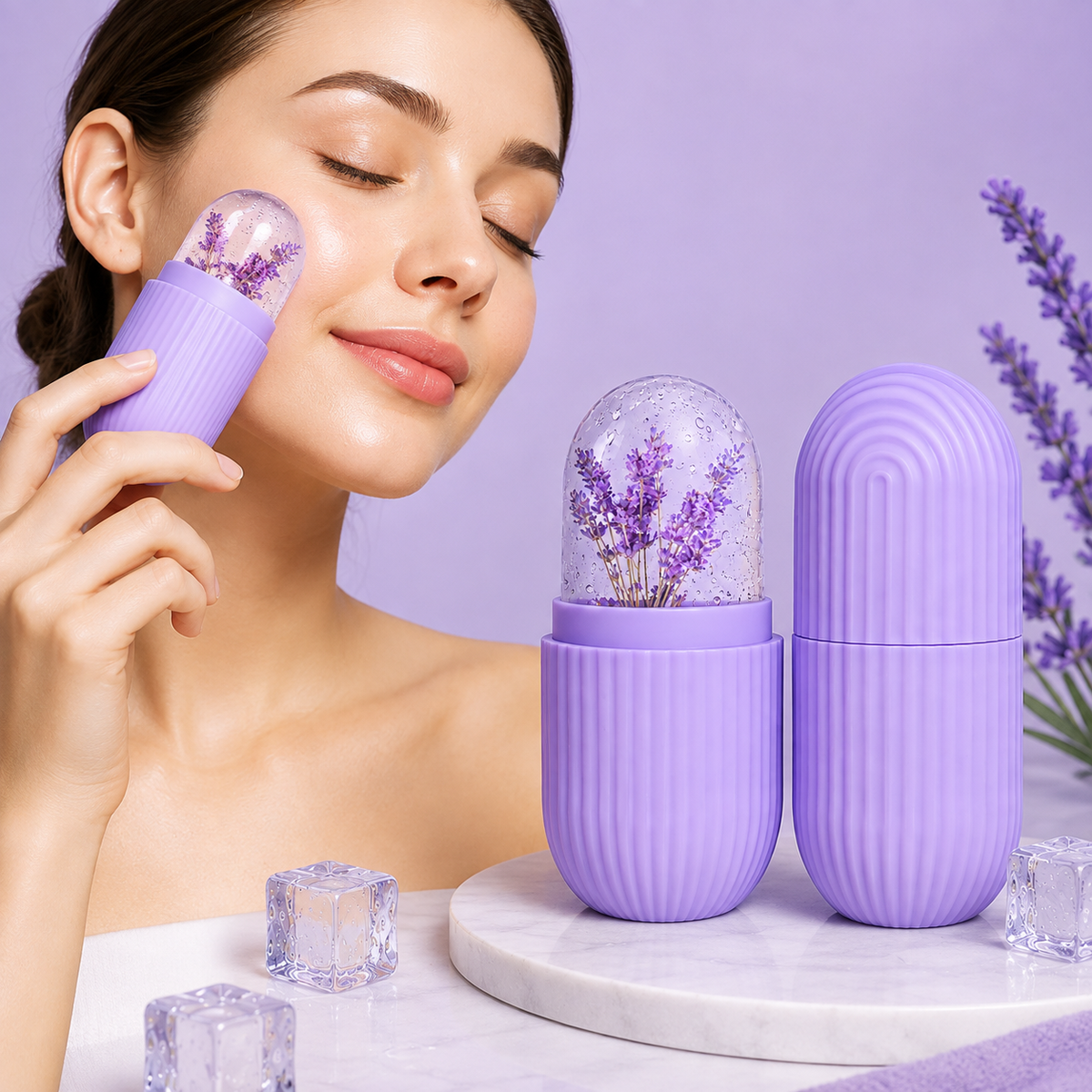 ChillGlow Dual-Head Cooling Roller,Upgrated Ice Face Roller,Facial Beauty Ice Roller Skin Care Tools, Ice Facial Cube, Gua Sha Face Massage,