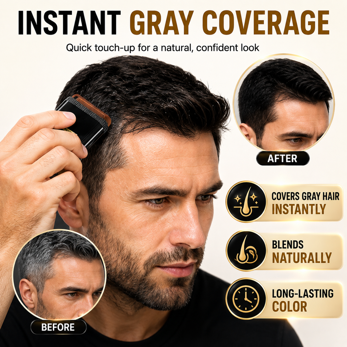 Instant Hair Touch-Up Stick(Buy 1 get 1 Free), Waterproof and Sweat Proof Hair Dye Stick- Pack of 2