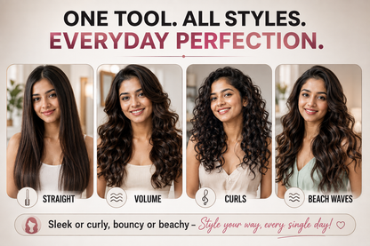 AeroVolt Curl Pro 5-in-1 Hot Air Styling Wand — Detachable Ceramic Brush Head, Volumizing Comb Attachment, Multiple Heat Settings, Salon-Style Blowout & Curling Tool for All Hair Types
