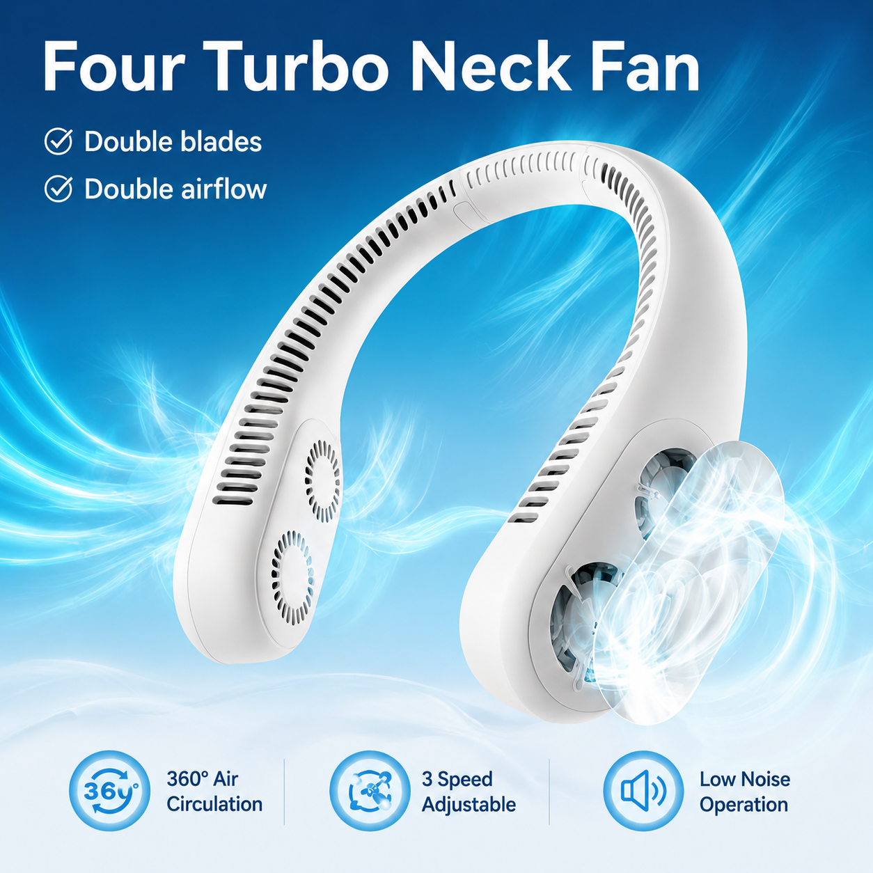 Ultra Cool Arc Portable Neck Fan for Instant Cooling